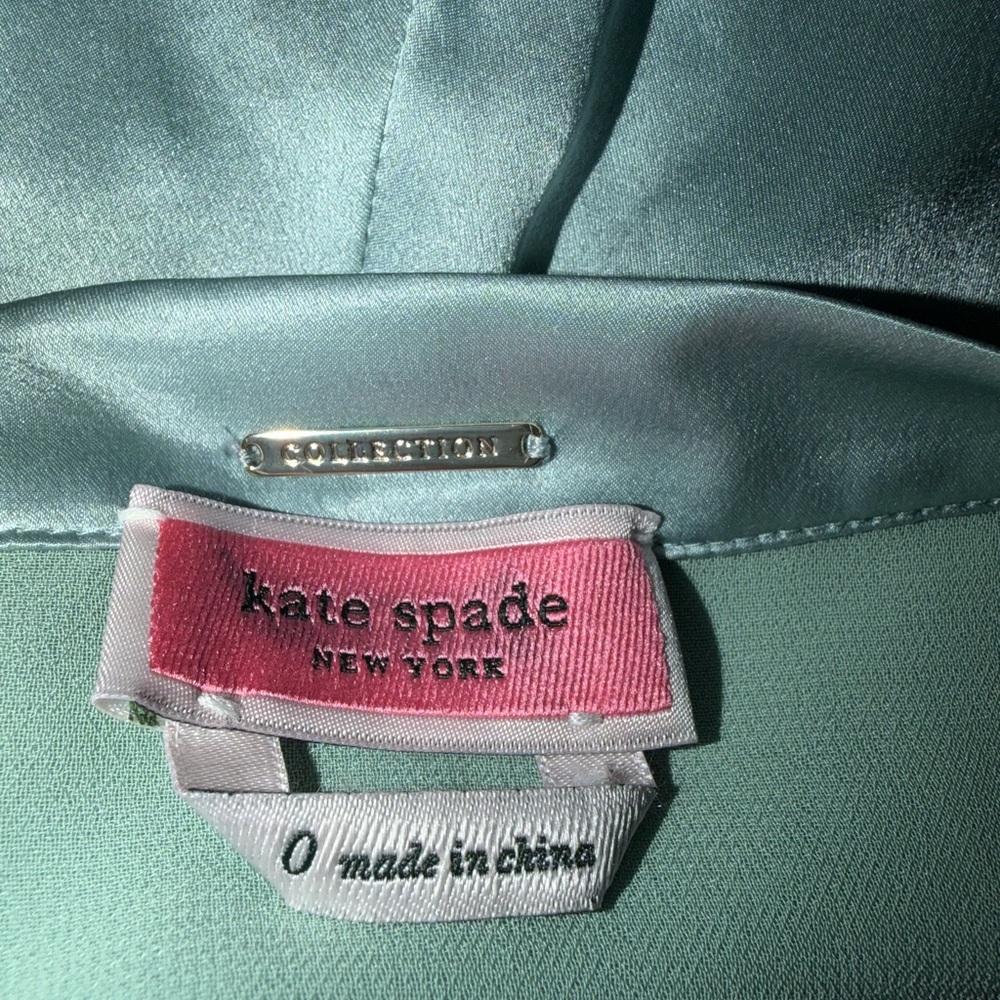 Kate Spade Silk Midi Skirt Mint Green Overlap Slit Size 0 Satin Skirt - Picture 6 of 9